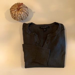 Banana Republic Silk-Linen Olive Henley Sweater.